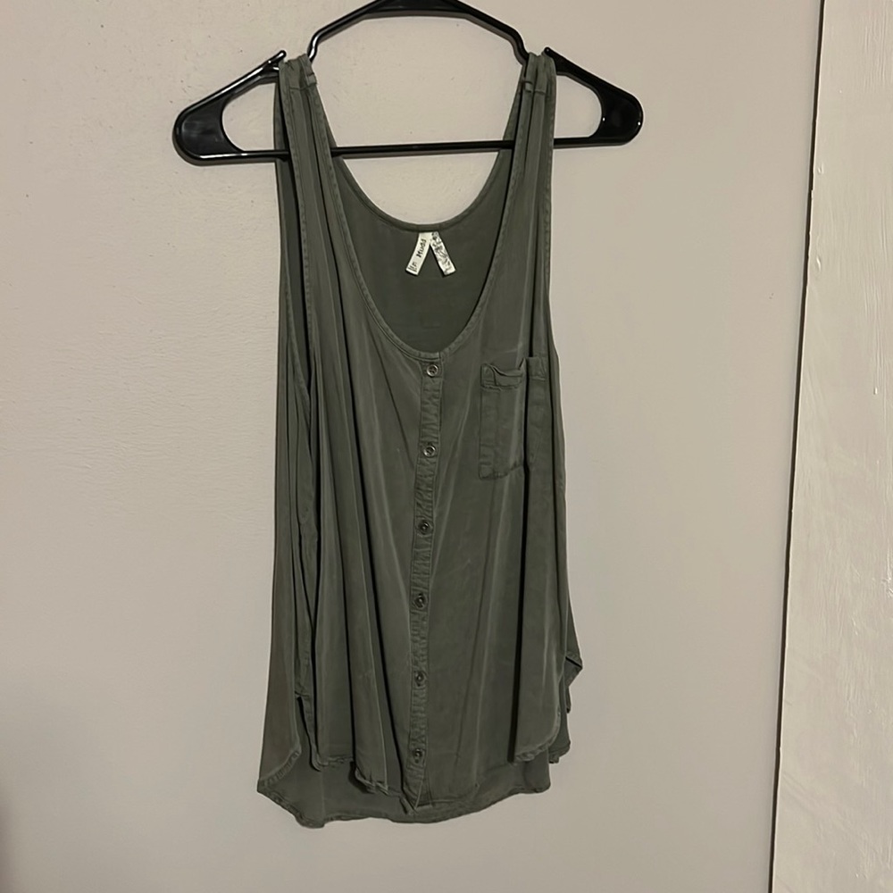 Rayon green button up tank